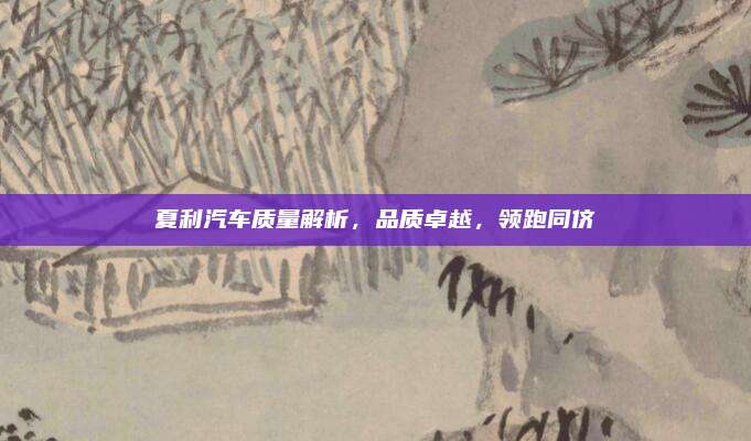 夏利汽车质量解析，品质卓越，领跑同侪