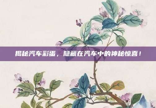 揭秘汽车彩蛋,隐藏在汽车中的神秘惊喜!