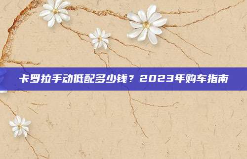 卡罗拉手动低配多少钱？2023年购车指南