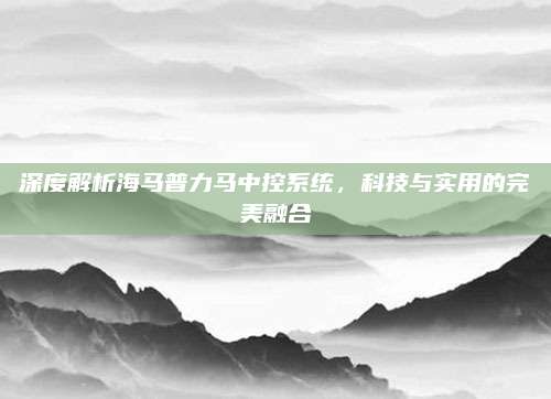 深度解析海马普力马中控系统，科技与实用的完美融合