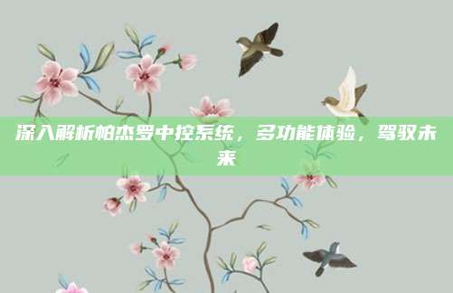 深入解析帕杰罗中控系统，多功能体验，驾驭未来