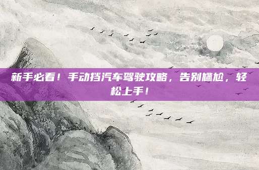 新手必看!手动挡汽车驾驶攻略,告别尴尬,轻松上手!