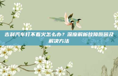 吉利汽车打不着火怎么办?深度解析故障原因及解决方法