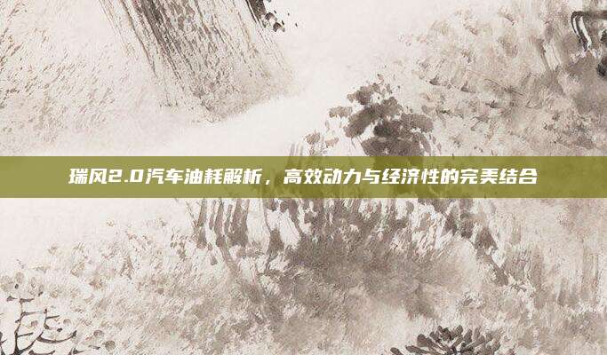 瑞风2.0汽车油耗解析,高效动力与经济性的完美结合
