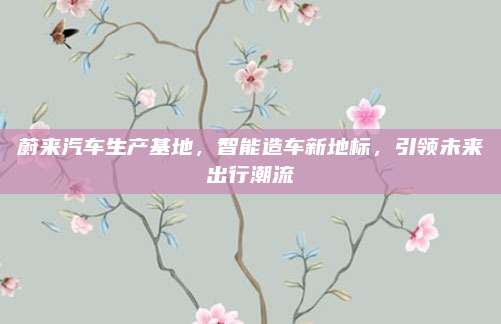 蔚来汽车生产基地,智能造车新地标,引领未来出行潮流