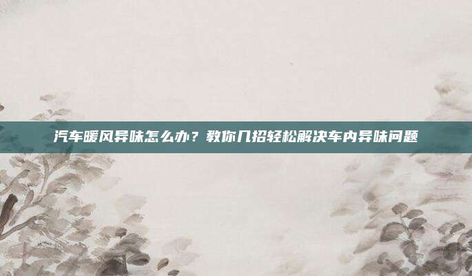 汽车暖风异味怎么办？教你几招轻松解决车内异味问题