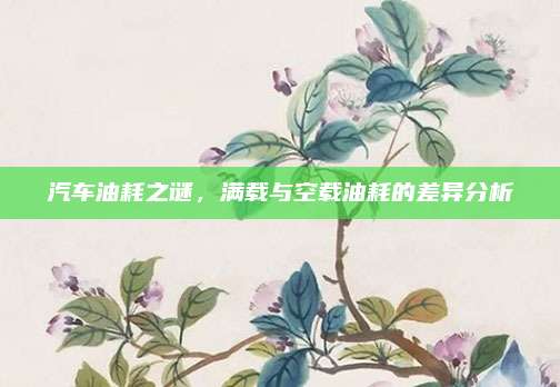 汽车油耗之谜,满载与空载油耗的差异分析