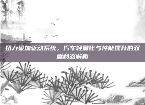 扭力梁加驱动系统，汽车轻量化与性能提升的双重利器解析