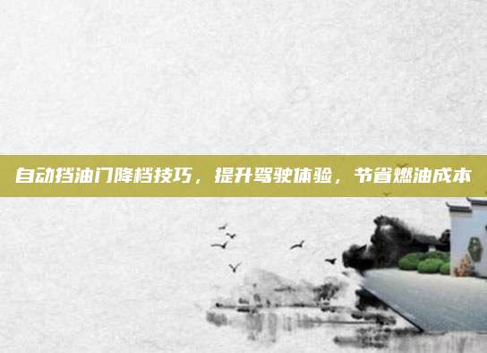 自动挡油门降档技巧,提升驾驶体验,节省燃油成本
