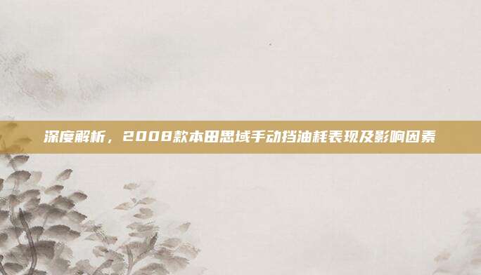 深度解析,2008款本田思域手动挡油耗表现及影响因素