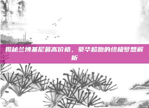 揭秘兰博基尼最高价格,豪华超跑的终极梦想解析
