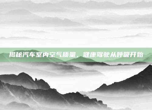 揭秘汽车室内空气质量,健康驾驶从呼吸开始