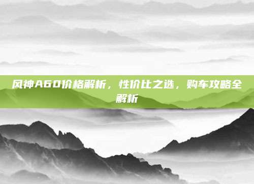 风神A60价格解析,性价比之选,购车攻略全解析