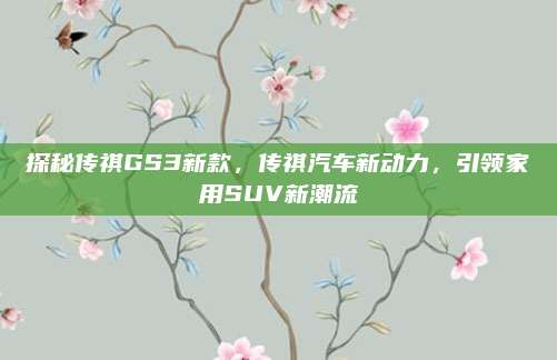 探秘传祺GS3新款,传祺汽车新动力,引领家用SUV新潮流