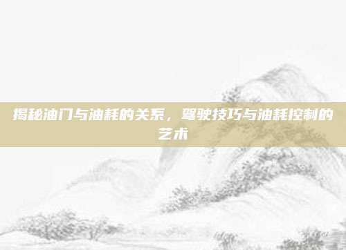 揭秘油门与油耗的关系,驾驶技巧与油耗控制的艺术