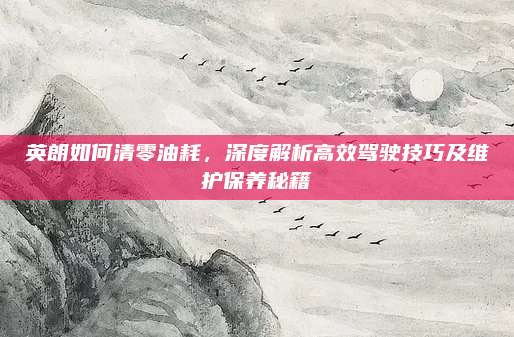 英朗如何清零油耗，深度解析高效驾驶技巧及维护保养秘籍