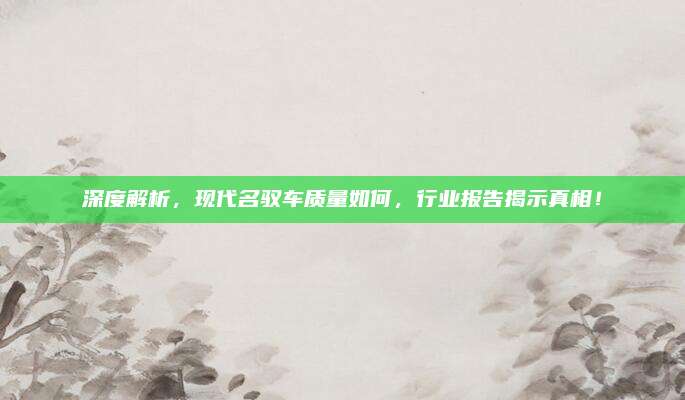 深度解析,现代名驭车质量如何,行业报告揭示真相!