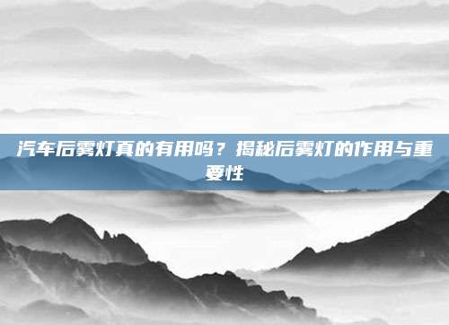 汽车后雾灯真的有用吗？揭秘后雾灯的作用与重要性