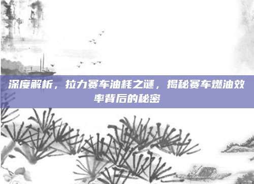 深度解析，拉力赛车油耗之谜，揭秘赛车燃油效率背后的秘密