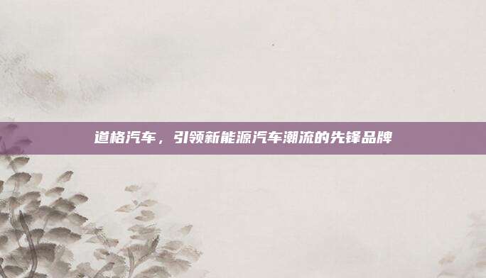 道格汽车，引领新能源汽车潮流的先锋品牌