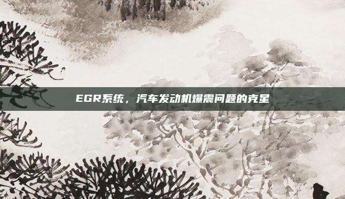 EGR系统,汽车发动机爆震问题的克星