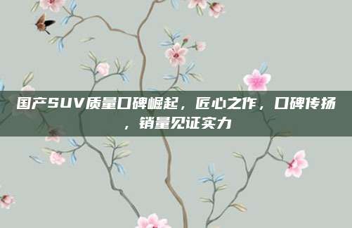 国产SUV质量口碑崛起,匠心之作,口碑传扬,销量见证实力