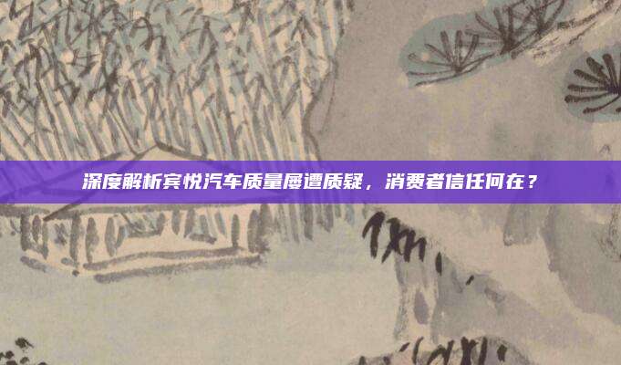 深度解析宾悦汽车质量屡遭质疑,消费者信任何在?