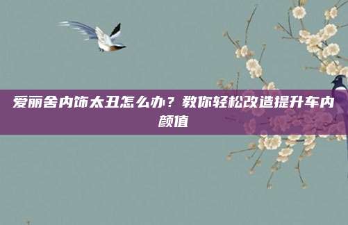 爱丽舍内饰太丑怎么办?教你轻松改造提升车内颜值