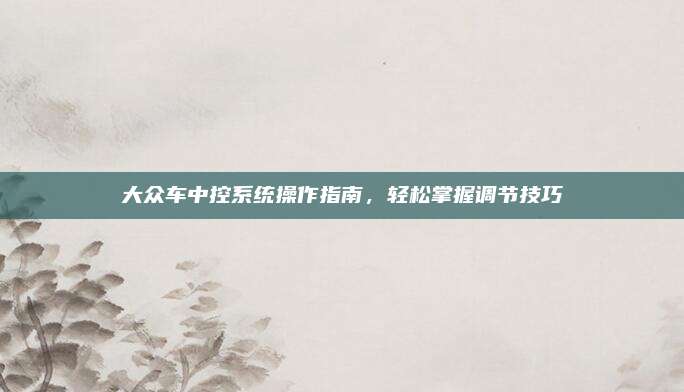 大众车中控系统操作指南,轻松掌握调节技巧