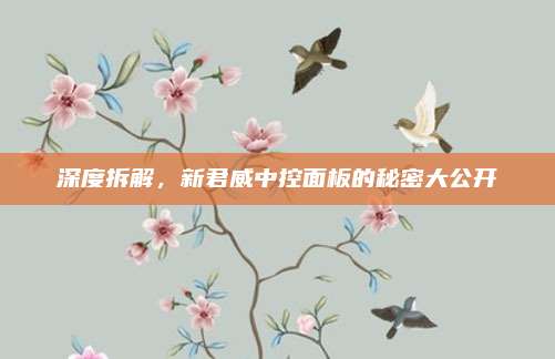 深度拆解，新君威中控面板的秘密大公开