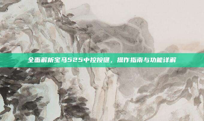 全面解析宝马525中控按键，操作指南与功能详解