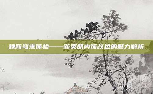 焕新驾乘体验——新英朗内饰改色的魅力解析