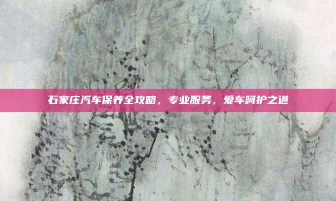 石家庄汽车保养全攻略，专业服务，爱车呵护之道