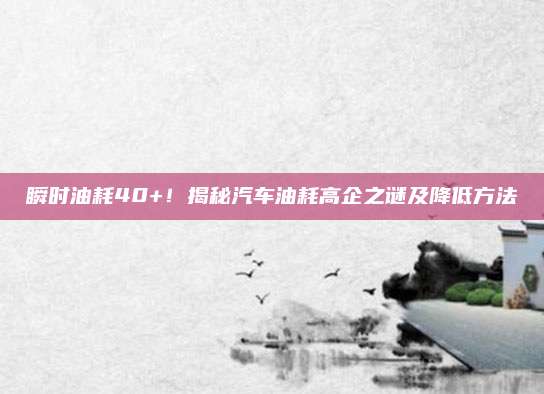 瞬时油耗40+！揭秘汽车油耗高企之谜及降低方法