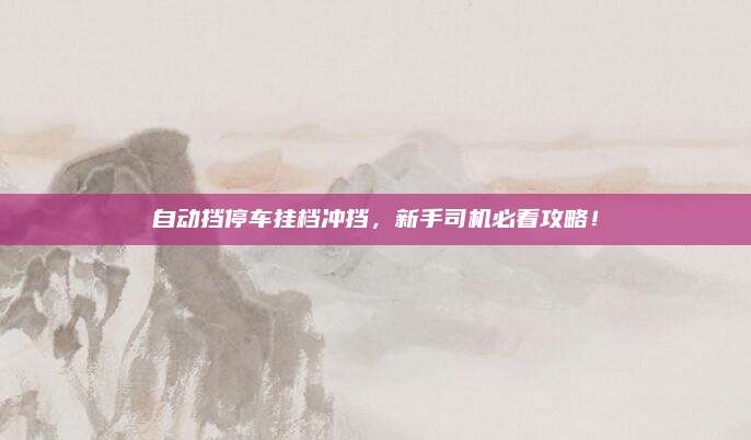 自动挡停车挂档冲挡，新手司机必看攻略！