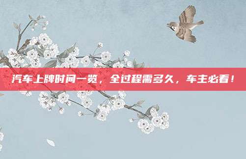 汽车上牌时间一览,全过程需多久,车主必看!