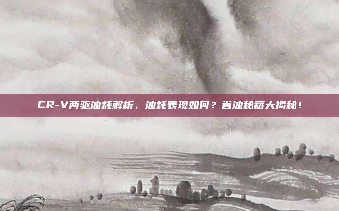 CR-V两驱油耗解析,油耗表现如何?省油秘籍大揭秘!