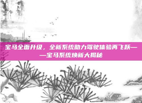 宝马全面升级，全新系统助力驾驶体验再飞跃——宝马系统焕新大揭秘