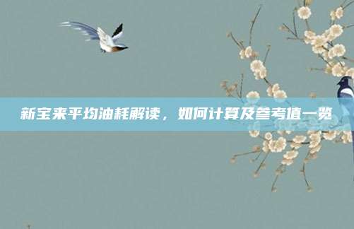新宝来平均油耗解读,如何计算及参考值一览