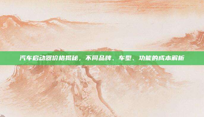 汽车启动器价格揭秘,不同品牌、车型、功能的成本解析