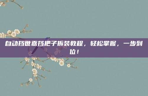 自动挡世嘉挡把子拆装教程，轻松掌握，一步到位！