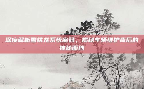 深度解析雪铁龙系统密码,揭秘车辆维护背后的神秘面纱