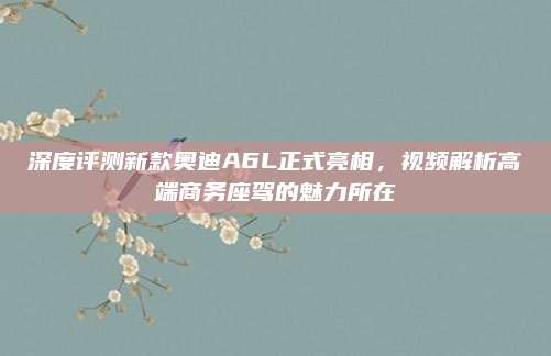 深度评测新款奥迪A6L正式亮相,视频解析高端商务座驾的魅力所在
