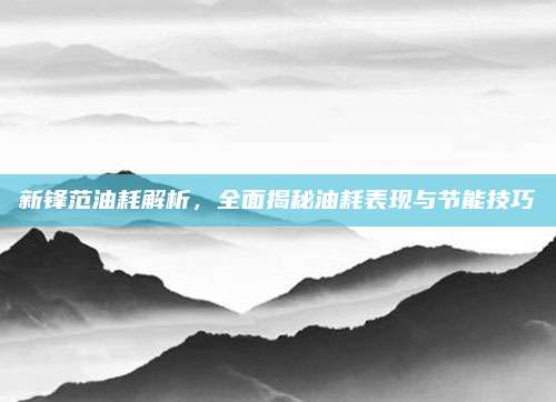 新锋范油耗解析,全面揭秘油耗表现与节能技巧