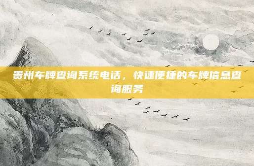 贵州车牌查询系统电话,快速便捷的车牌信息查询服务