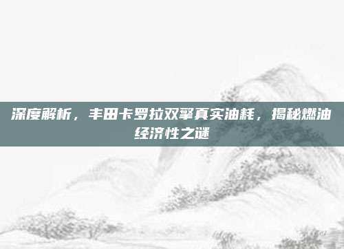 深度解析,丰田卡罗拉双擎真实油耗,揭秘燃油经济性之谜