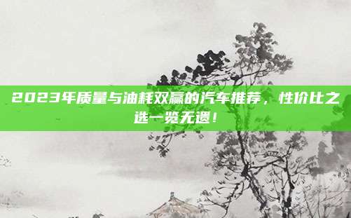 2023年质量与油耗双赢的汽车推荐,性价比之选一览无遗!