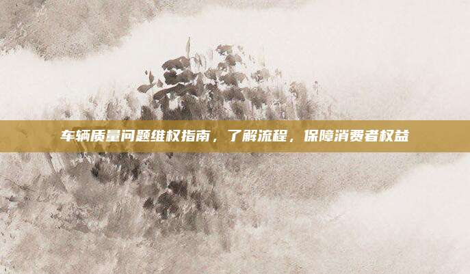 车辆质量问题维权指南，了解流程，保障消费者权益