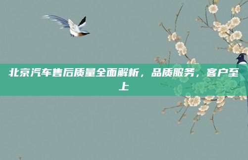 北京汽车售后质量全面解析,品质服务,客户至上