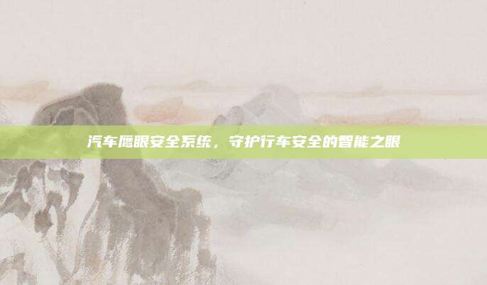 汽车鹰眼安全系统,守护行车安全的智能之眼